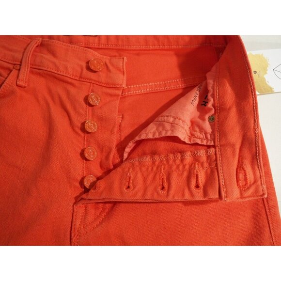 Mother Tomato Red Orange The Stunner Ankle Fray Play Date Jeans, Size 26 - Picture 9 of 15